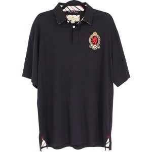 Canterbury of New Zealand Mens Size XL Black Polo Shirt Crest Logo Short Sleeve